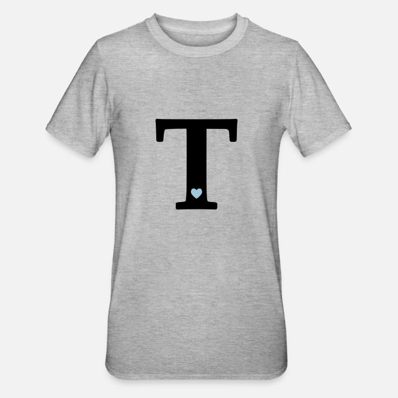 Lettre T Lettre initiale - T-shirt polycoton Unisexe - gris chiné