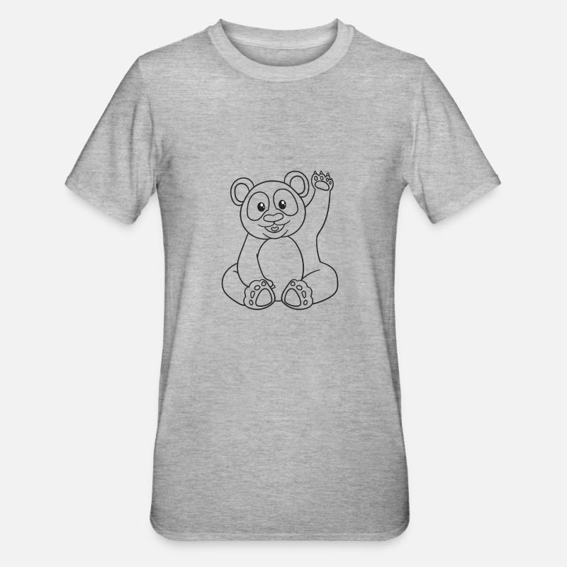 Panda, Pandabär, Geschenk, Geschenkidee - Unisex Polycotton T-Shirt - Grau meliert
