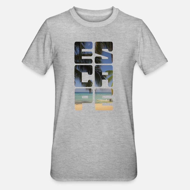 Plage d’évasion - T-shirt polycoton Unisexe - gris chiné