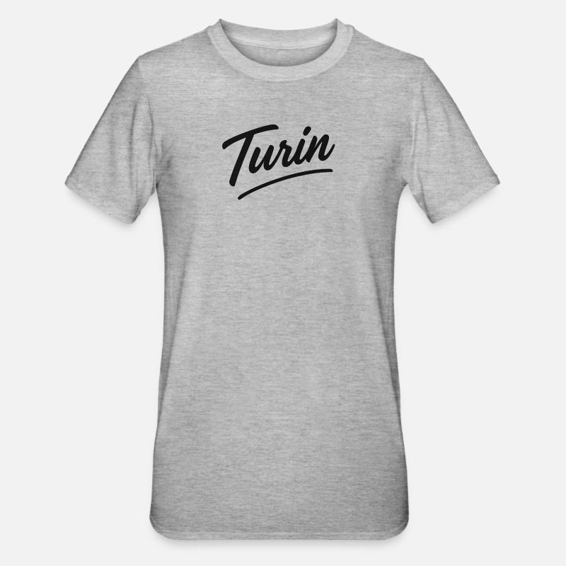 Turin Script Handlettering - Unisex Polycotton T-Shirt - Grau meliert