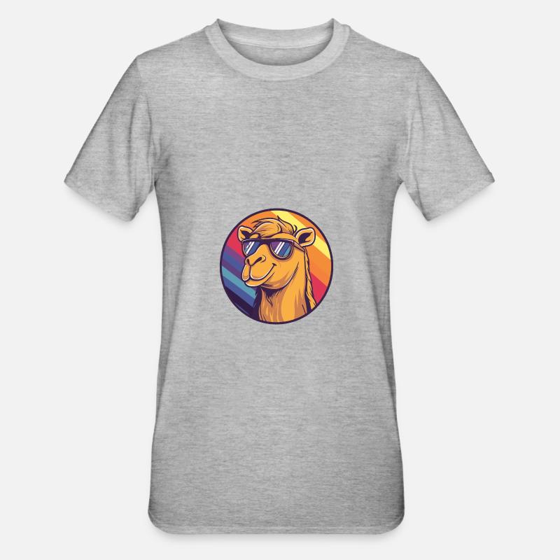 Kamel Comic Cool Sommer - Unisex Polycotton T-Shirt - Grau meliert