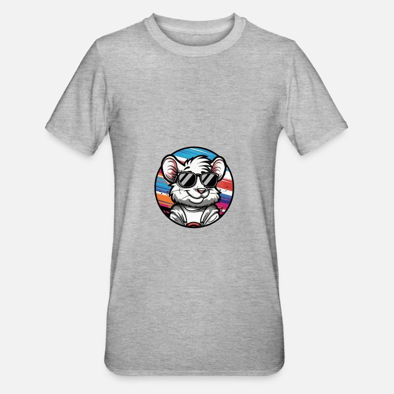 Maus Comic Cool Sommer - Unisex Polycotton T-Shirt - Grau meliert