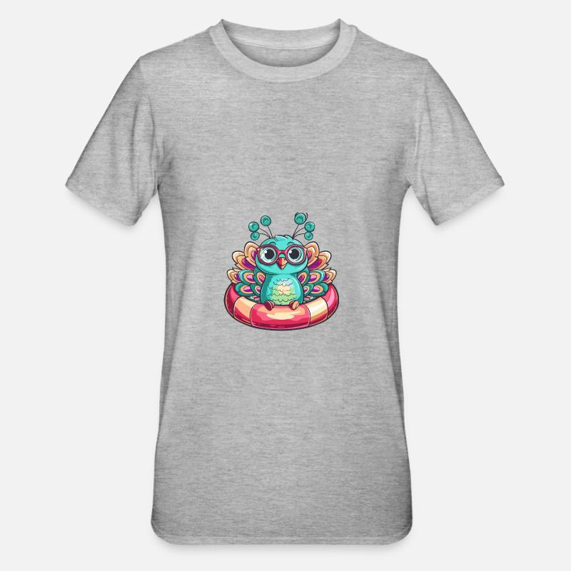 Pfau Vogel Comic Cool - Unisex Polycotton T-Shirt - Grau meliert