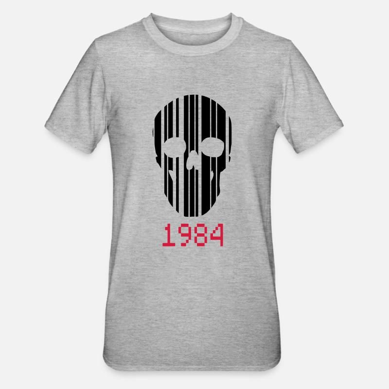 code à barres Crâne 1984 - T-shirt polycoton Unisexe - gris chiné