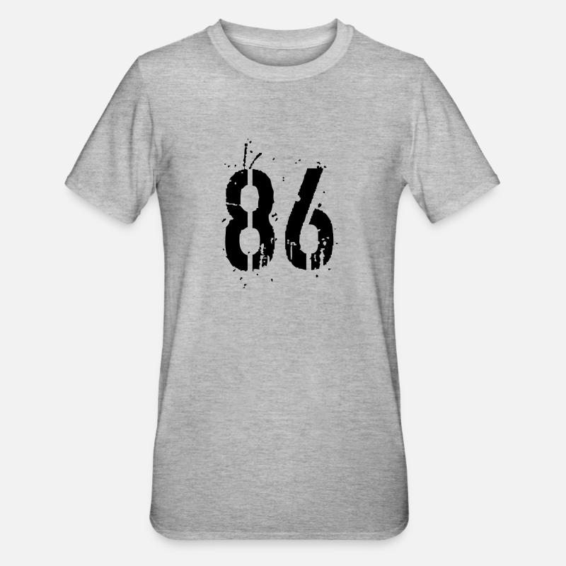 Nummer 86 - Unisex Polycotton T-Shirt - Grau meliert