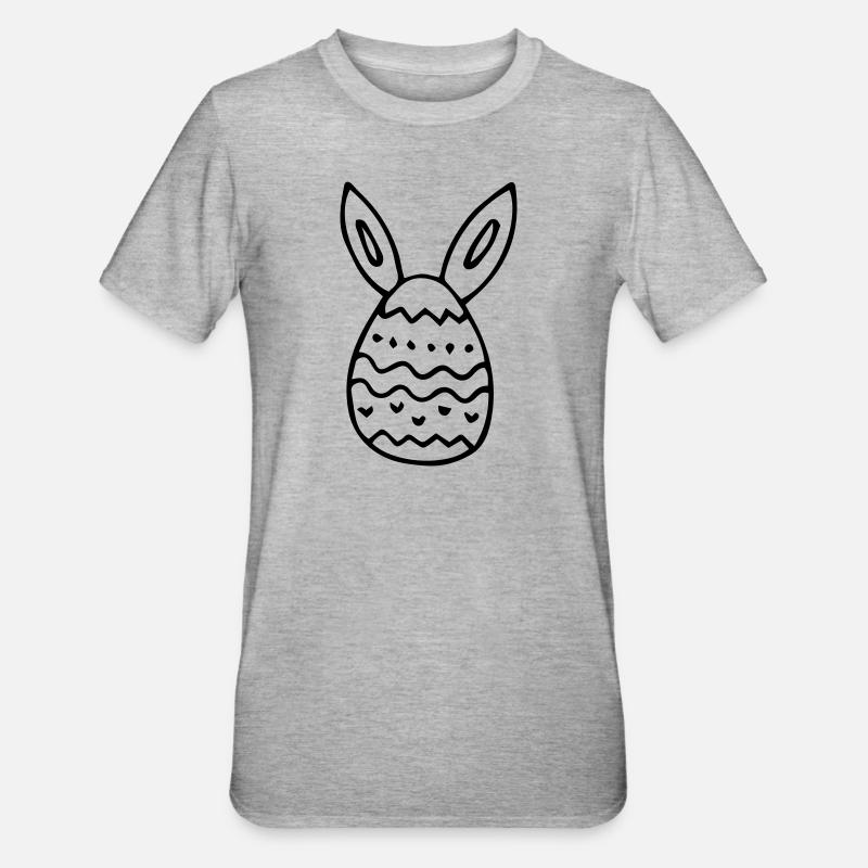 Œuf de Pâques avec oreilles de lapin idée cadeau de Pâques - T-shirt polycoton Unisexe - gris chiné