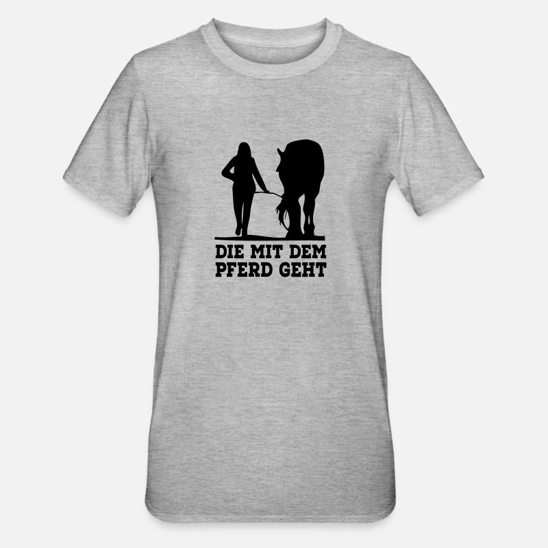 Pferd - Unisex Polycotton T-Shirt - Grau meliert