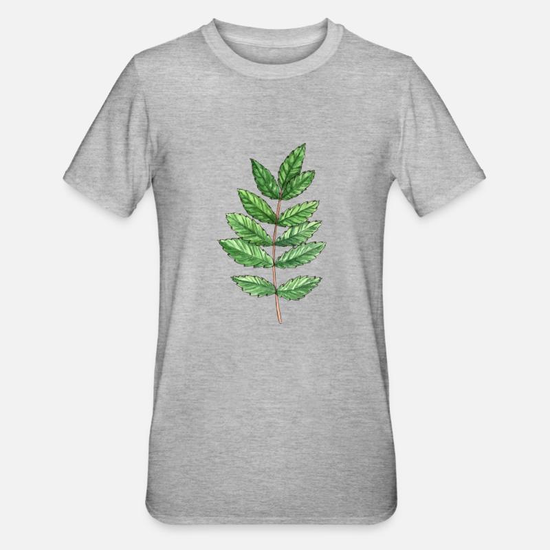 Blatt einer Esche - Unisex Polycotton T-Shirt - Grau meliert