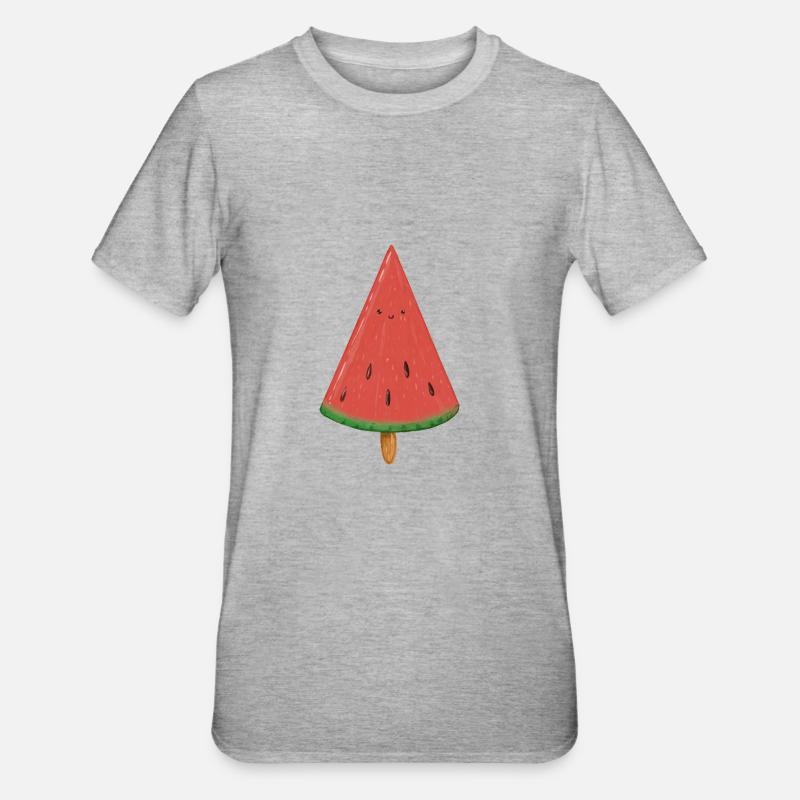 Pastèque douce sur un bâton - T-shirt polycoton Unisexe - gris chiné