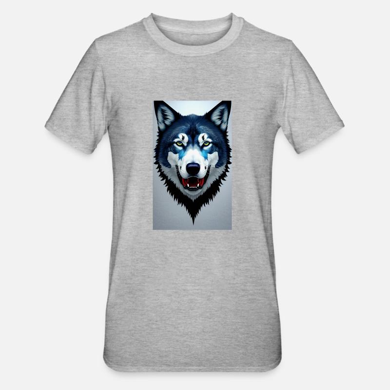 blauer Wolf - Unisex Polycotton T-Shirt - Grau meliert