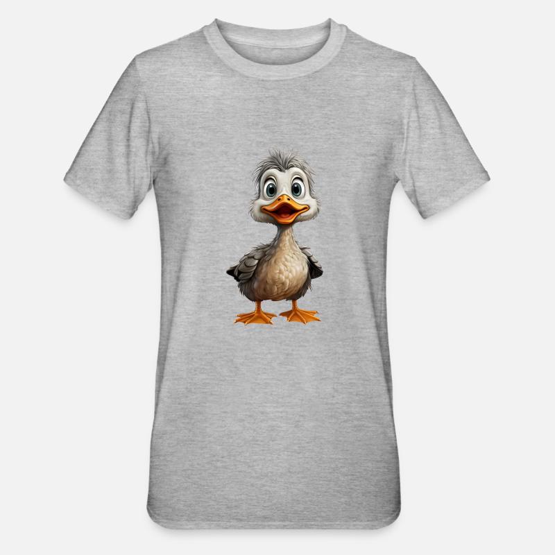 Sjov lille ælling - Unisex polycotton T-shirt - grå meleret