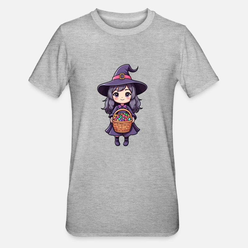 Süßes Hexenmädchen - Unisex Polycotton T-Shirt - Grau meliert