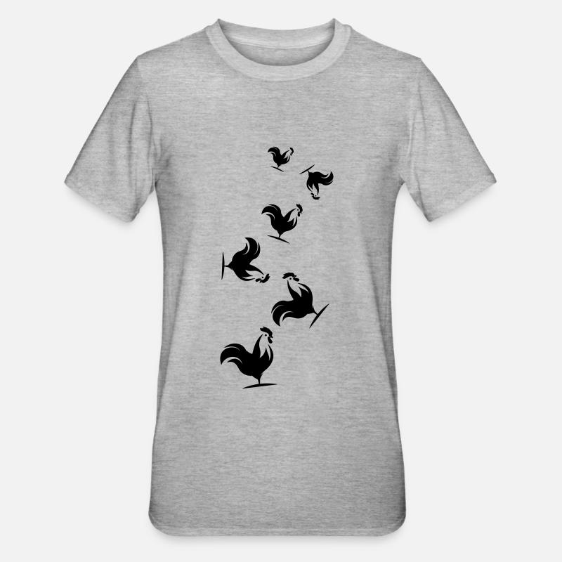 Silhouette d’animal coq - T-shirt polycoton Unisexe - gris chiné