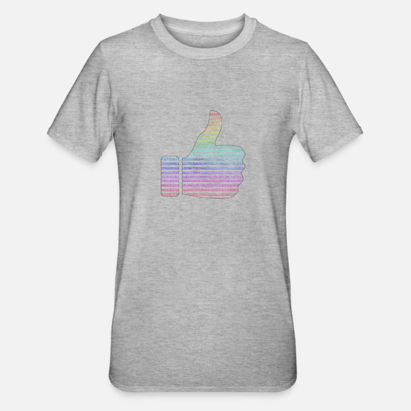 hand like binary rainbow - Unisex Polycotton T-Shirt - heather grey