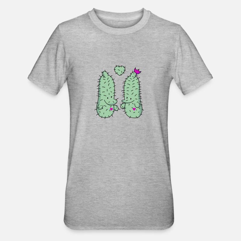 Amour de cactus - T-shirt polycoton Unisexe - gris chiné