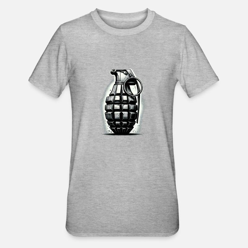 Explosive Charge: Hand Grenade - Unisex Polycotton T-Shirt - heather grey