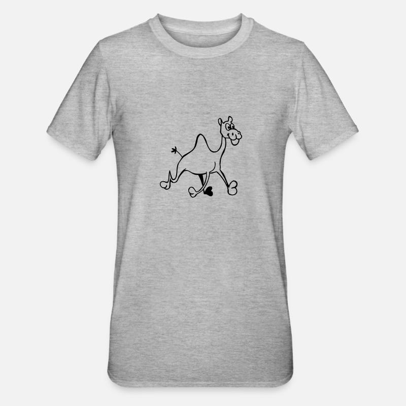 Lustiges Kamel - Unisex Polycotton T-Shirt - Grau meliert