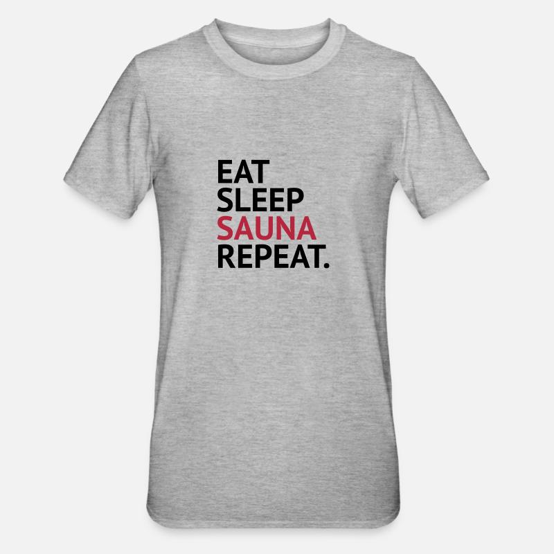 eatsleep sauna repeat - Unisex Polycotton T-Shirt - Grau meliert