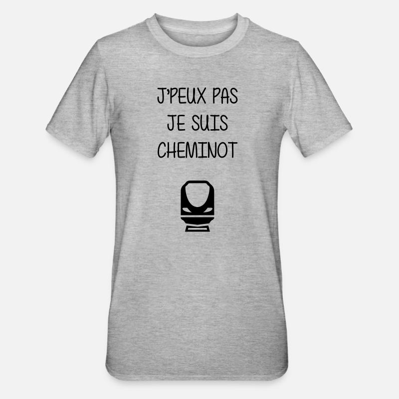 Cheminot / Chemin de fer / Train / Metro - T-shirt polycoton Unisexe - gris chiné