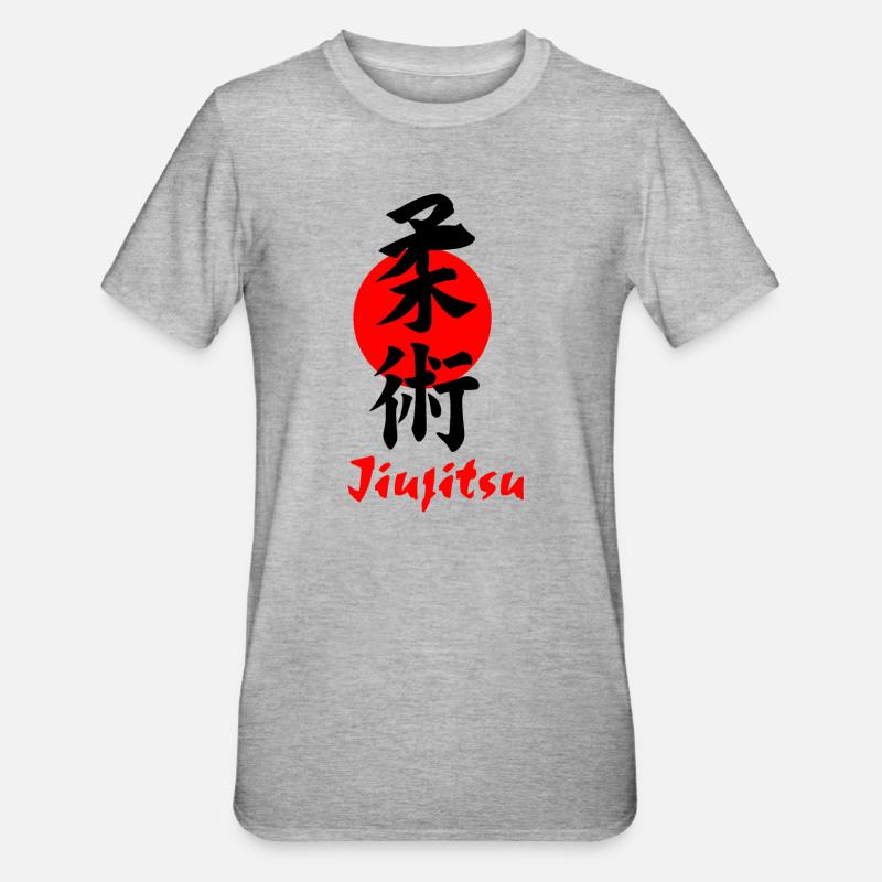 Jiujitsu Logo oder Emblem Kanji schwarz - Unisex Polycotton T-Shirt - Grau meliert