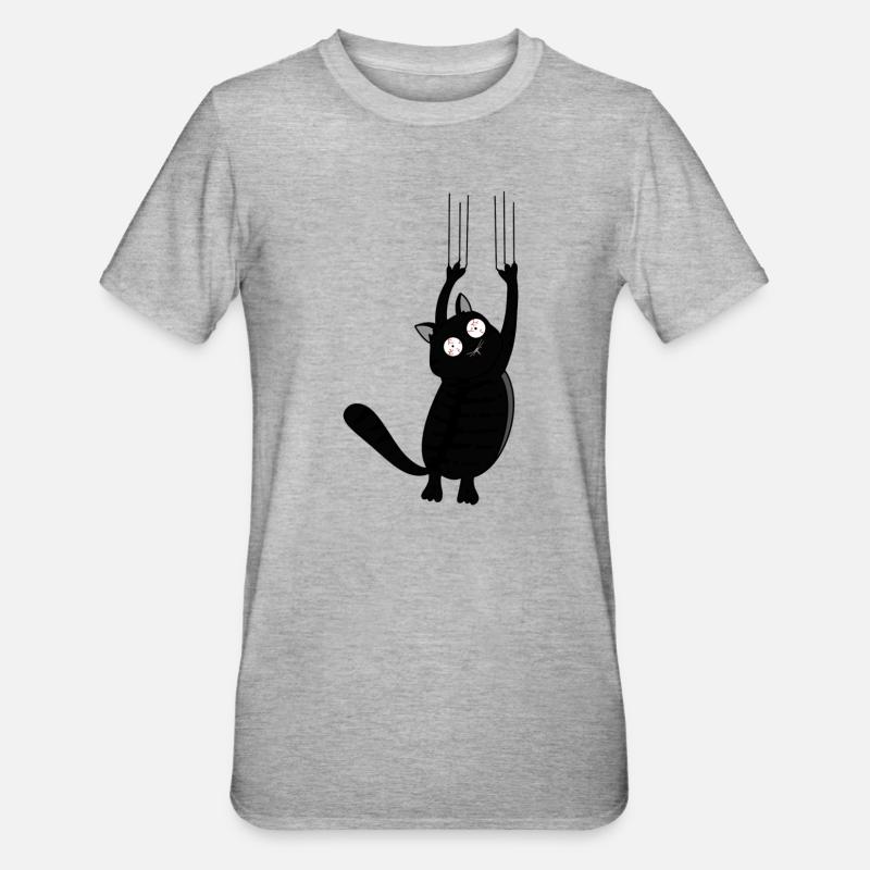 Panic Cat (version noire) - T-shirt polycoton Unisexe - gris chiné