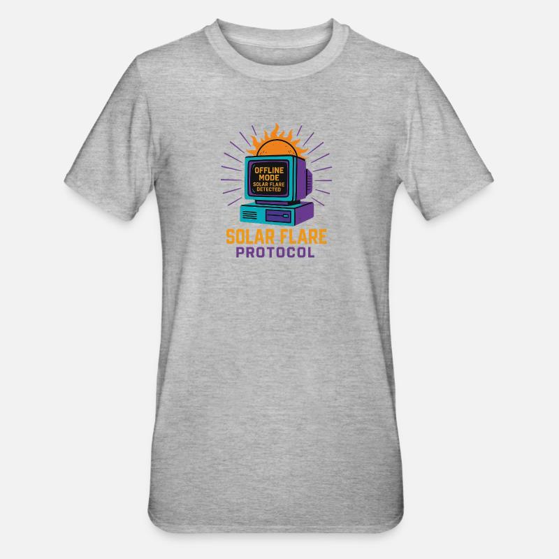 Retro Tech Solar Flare Protocol Tee - Unisex Polycotton T-Shirt - heather grey