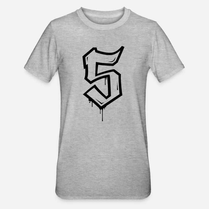 Conception de style graffiti numéro 5 - T-shirt polycoton Unisexe - gris chiné