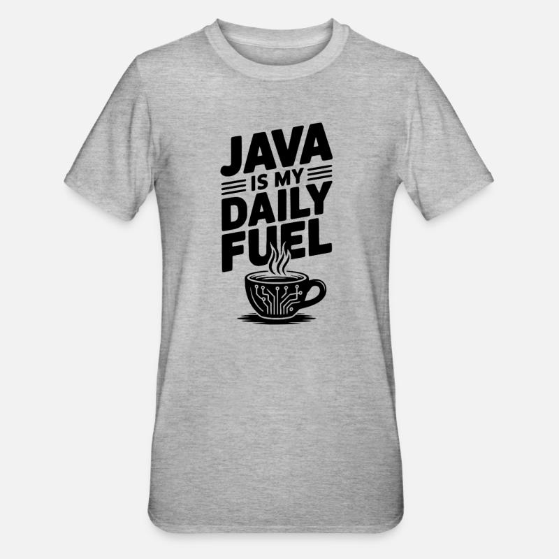 Java est mon carburant quotidien - T-shirt polycoton Unisexe - gris chiné