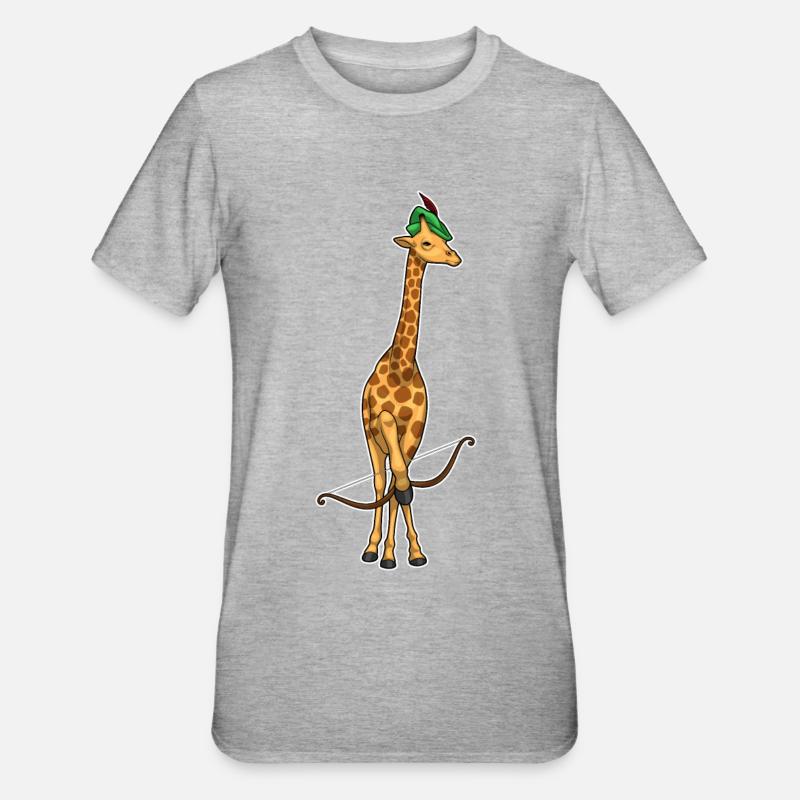 Giraffe Bogenschütze Bogen - Unisex Polycotton T-Shirt - Grau meliert
