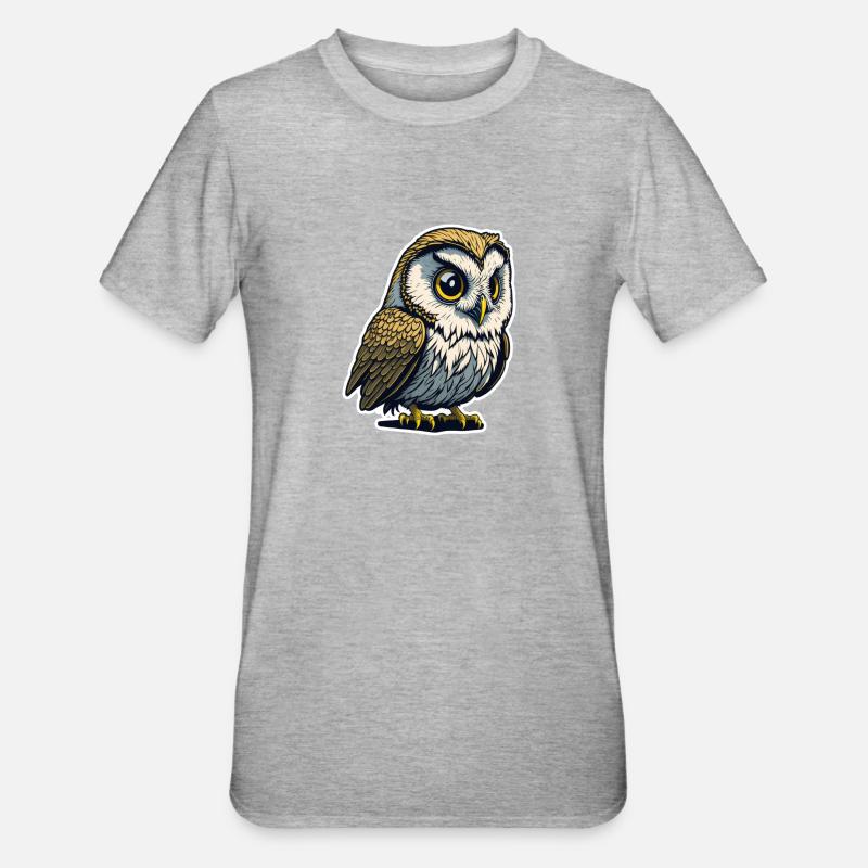 Eule 2 - Unisex Polycotton T-Shirt - Grau meliert
