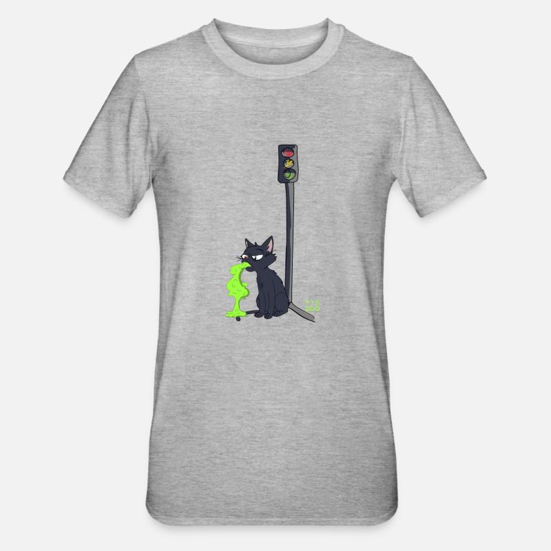 Chat malade Viazoo - T-shirt polycoton Unisexe - gris chiné