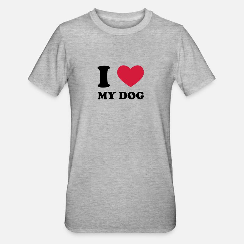 J'aime mon chien - T-shirt polycoton Unisexe - gris chiné