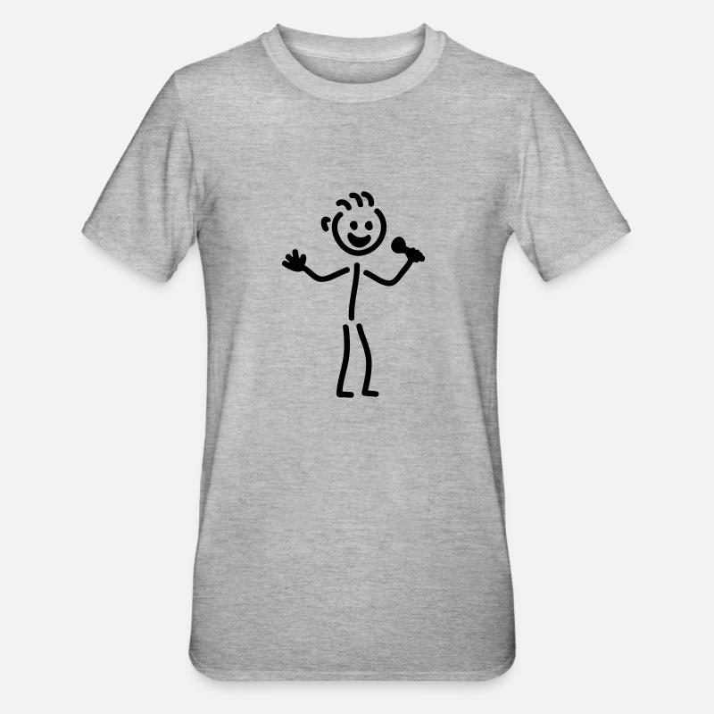 Karaoke Männchen - Unisex Polycotton T-Shirt - Grau meliert