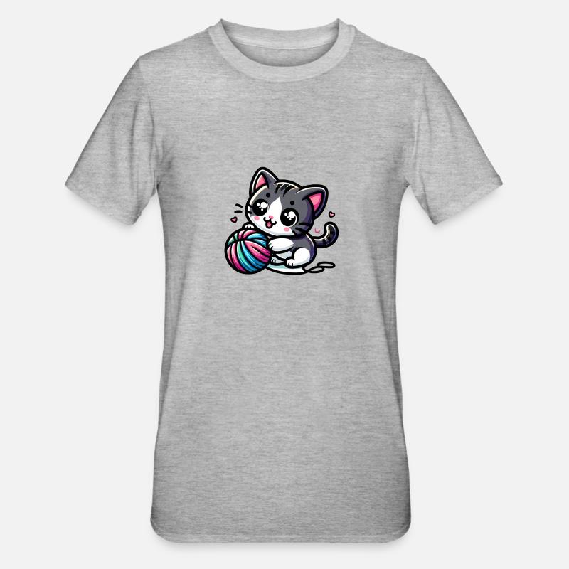 Chat mignon - T-shirt polycoton Unisexe - gris chiné
