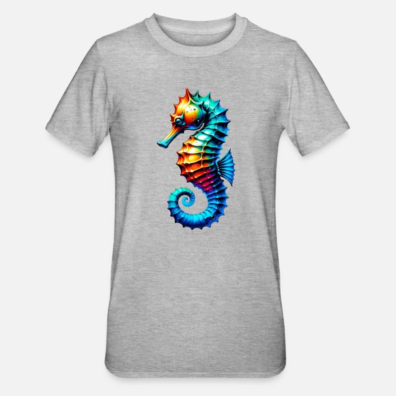 Seepferdchen - Unisex Polycotton T-Shirt - Grau meliert