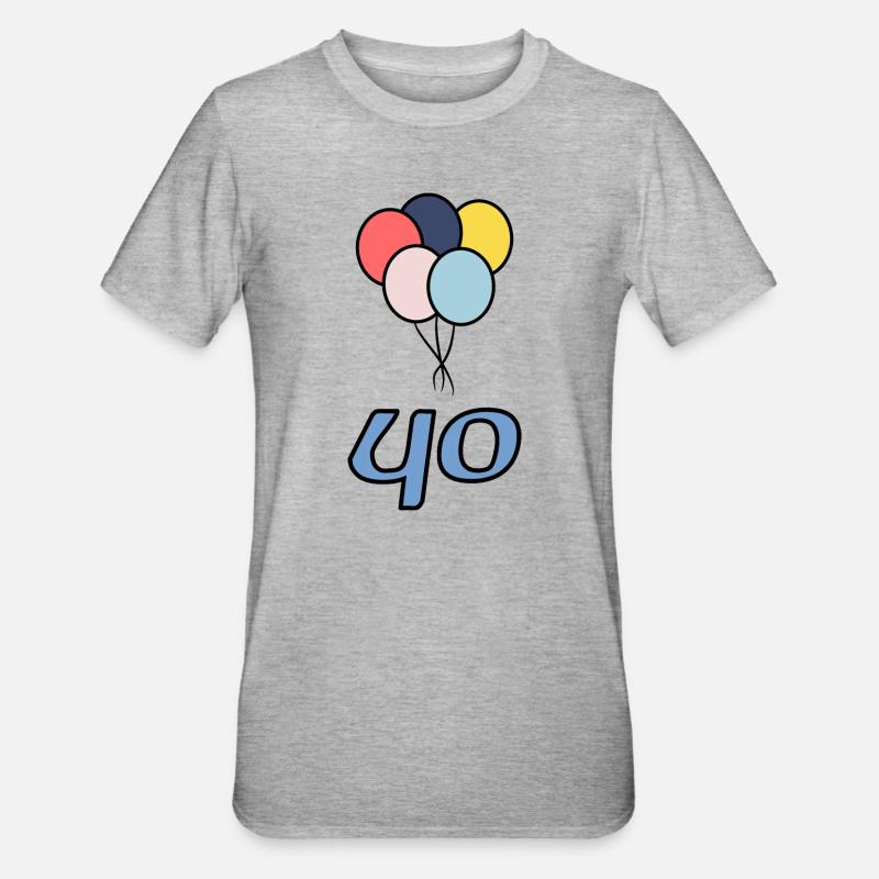 40. 40 ÅR. 40 ÅRS JUBILÆUM. 40 ÅRS JUBILÆUM. - Unisex polycotton T-shirt - grå meleret