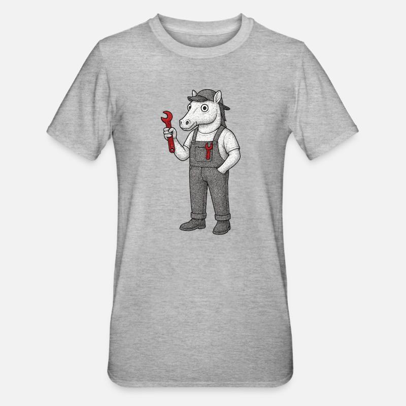 Mécanique de chevaux à clé à molette - T-shirt polycoton Unisexe - gris chiné