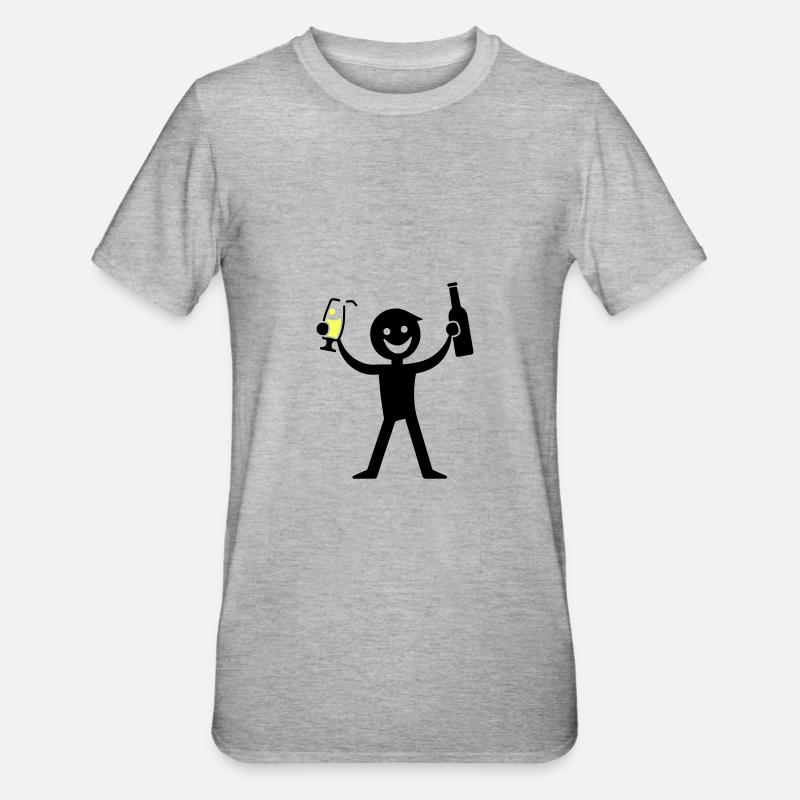 Trinken Flasche Bier - Unisex Polycotton T-Shirt - Grau meliert