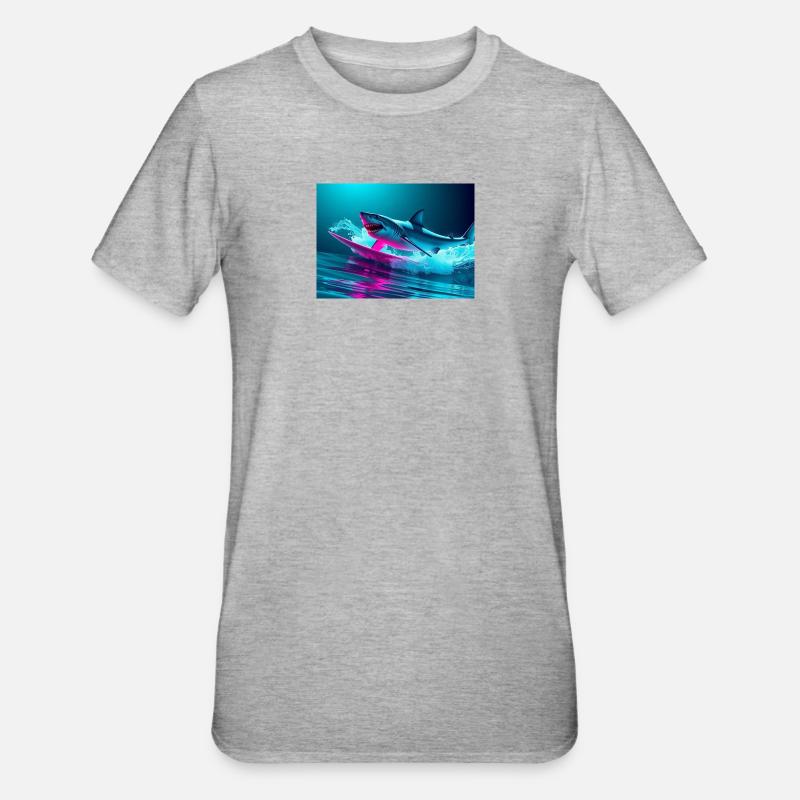Neon Shark Sprinter Design - T-shirt polycoton Unisexe - gris chiné