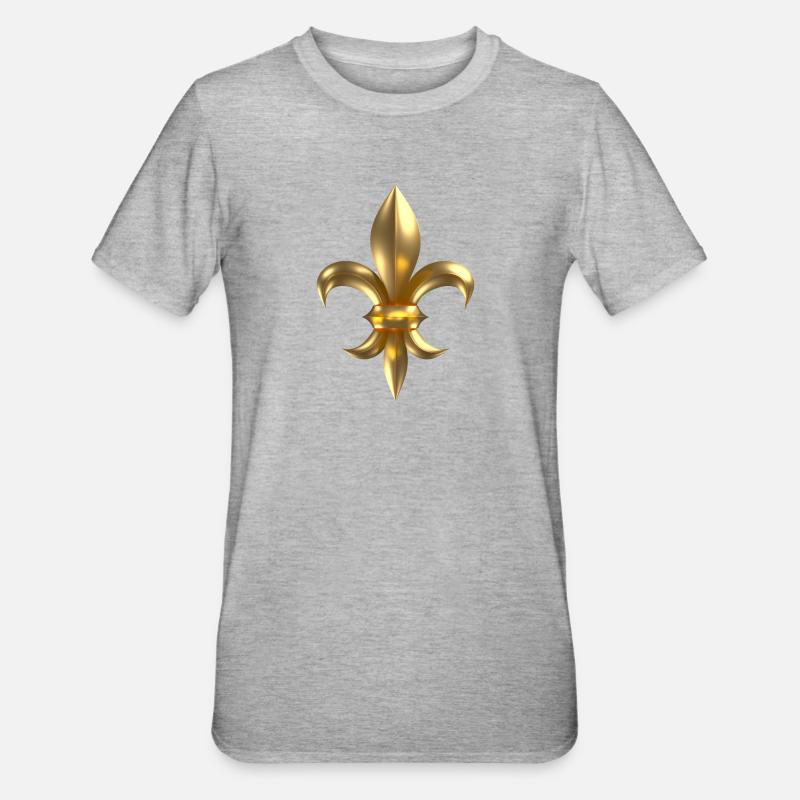 Fleur de Lys / Fleur de Lis 3D-Gold Look - T-shirt polycoton Unisexe - gris chiné