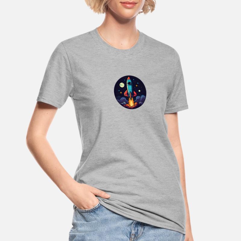 Fusée spatiale. Fusée dessin mignon. Logo de fusée T-shirt polycoton Unisexe