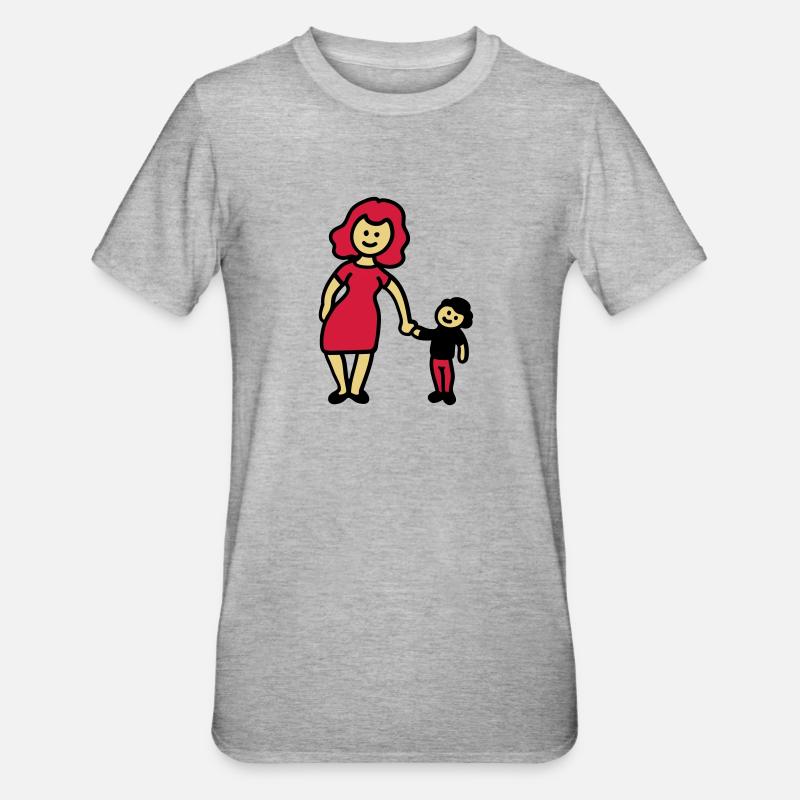 Mutter / Oma + Kind 3 - Unisex Polycotton T-Shirt - Grau meliert