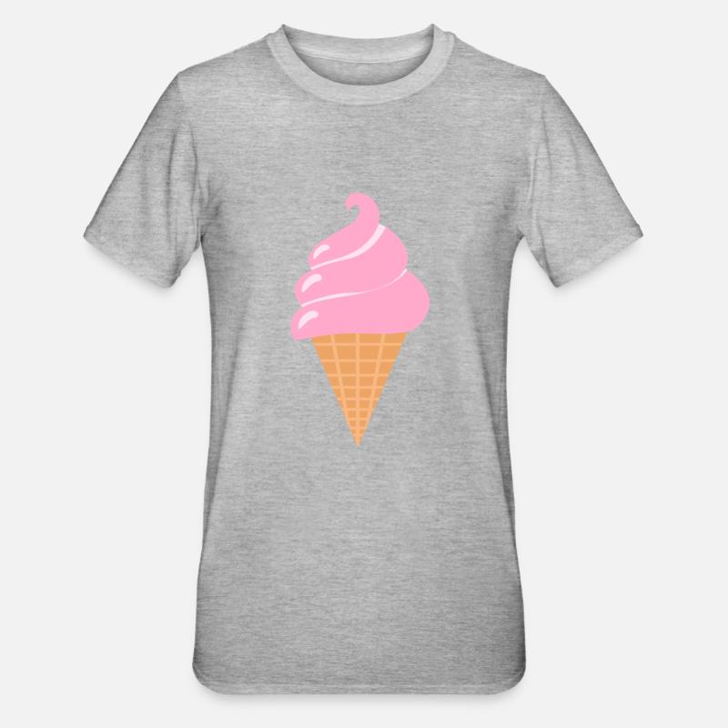 Softeis Eis - Rosa Sommer Eis - Unisex Polycotton T-Shirt - Grau meliert