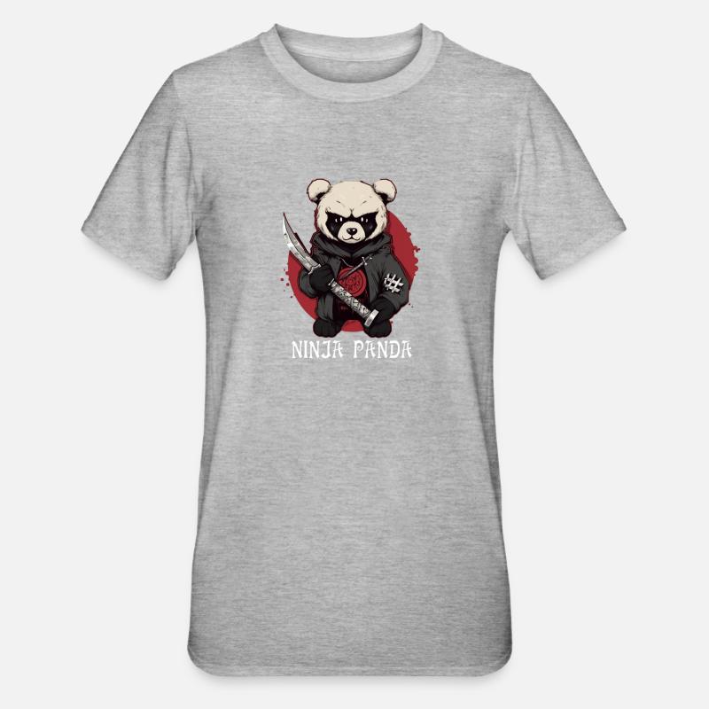 Ninja Panda - T-shirt polycoton Unisexe - gris chiné