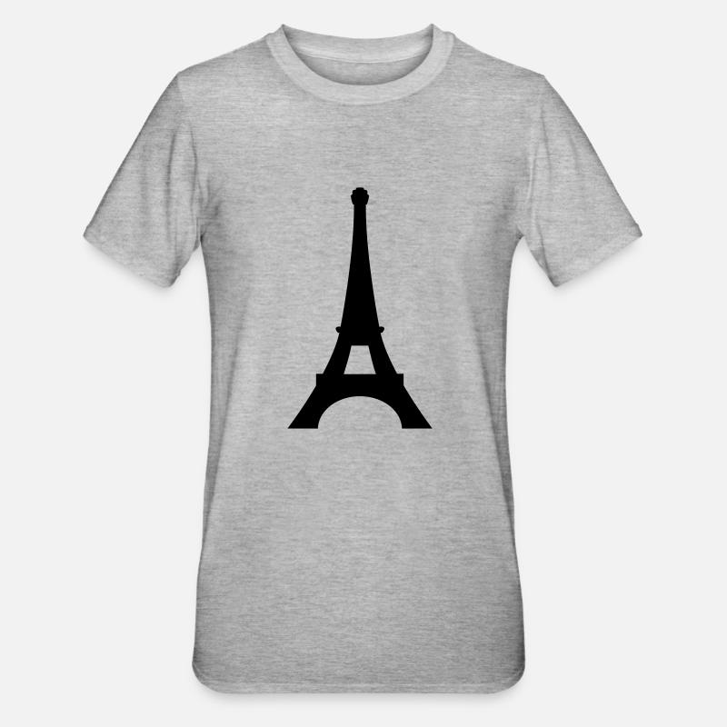 Paris Eiffelturm - Unisex Polycotton T-Shirt - Grau meliert