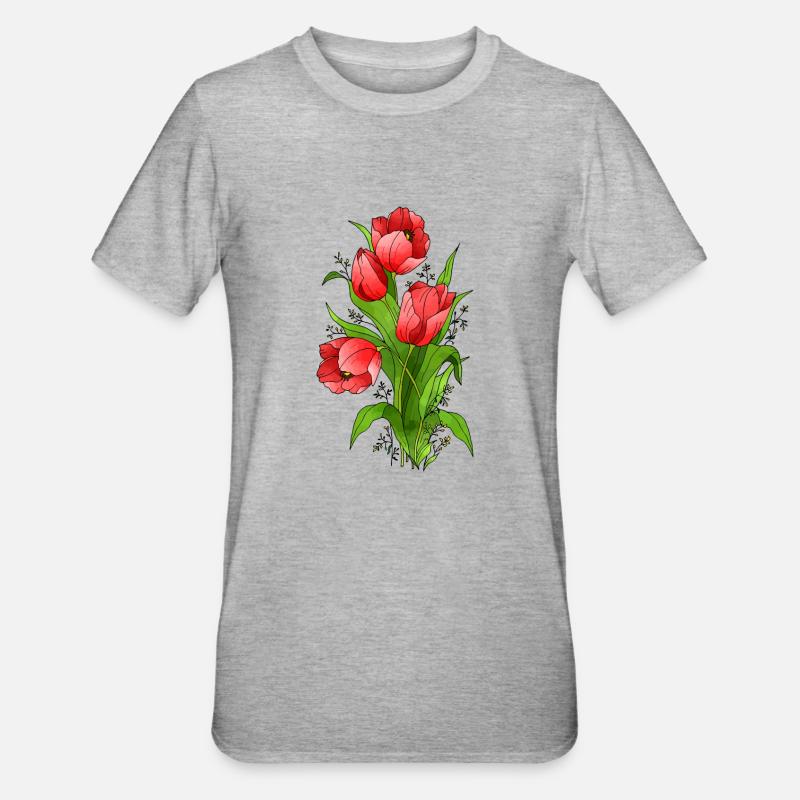 Fleurs - T-shirt polycoton Unisexe - gris chiné