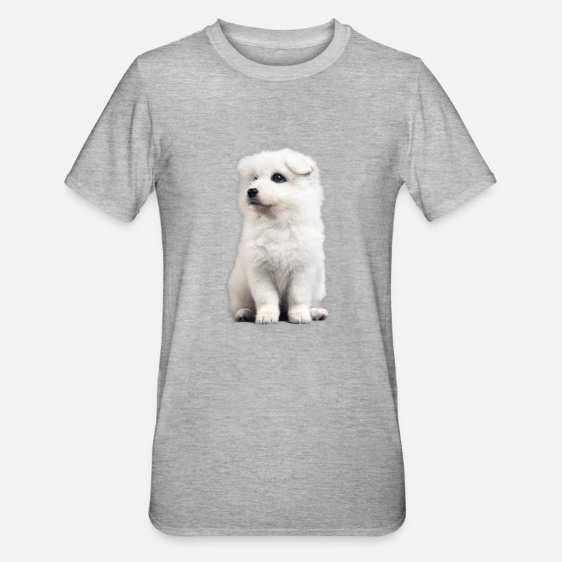 Amusement de chien samoyed - T-shirt polycoton Unisexe - gris chiné