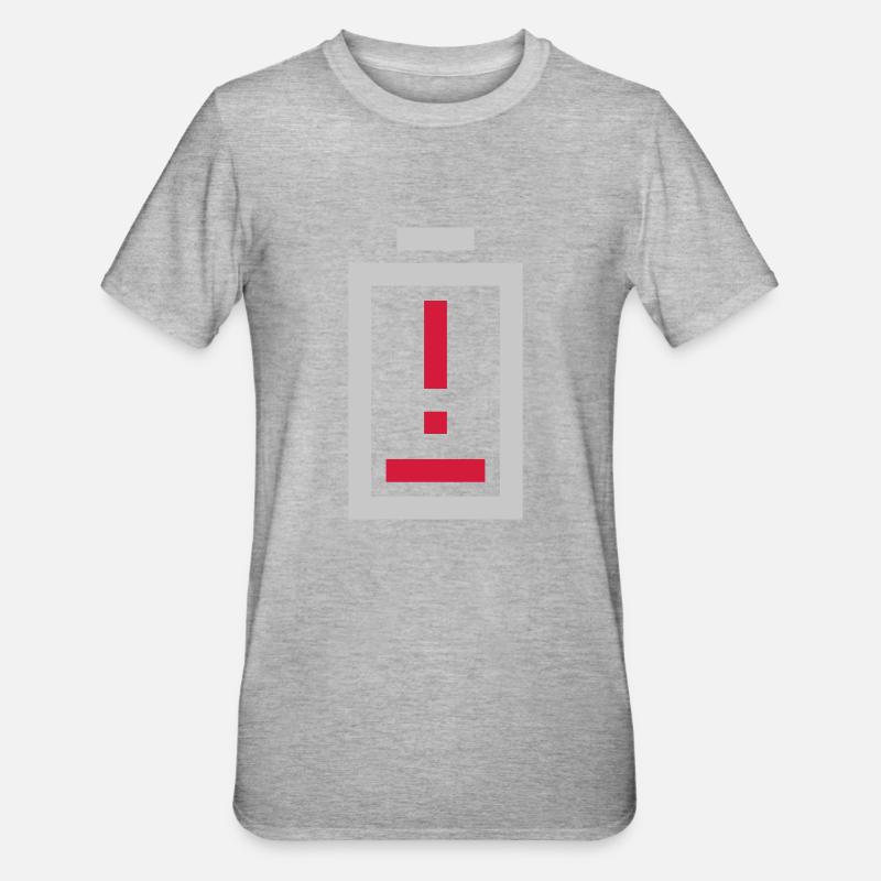 Point d’exclamation batterie pas d’alimentation - T-shirt polycoton Unisexe - gris chiné