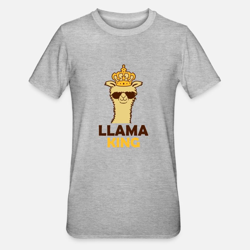 Llama King Chef cool - Unisex Polycotton T-Shirt - Grau meliert