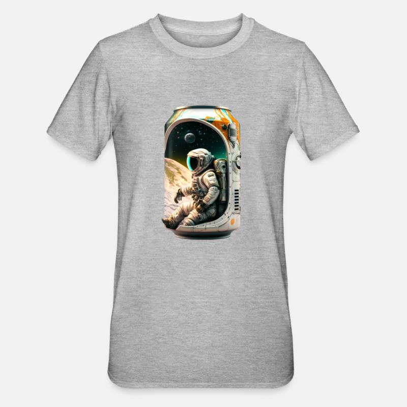 Coole Bierdose mit Astronaut - Unisex Polycotton T-Shirt - Grau meliert